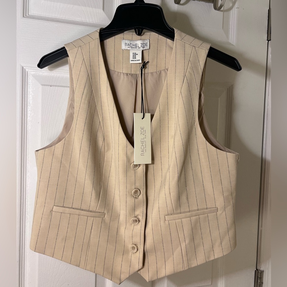 Rachel Zoe Cream/ Striped Vest. Size Med.